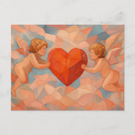 Art Lover Expressionist Cherubs Valentine Postcard シーズンポストカード