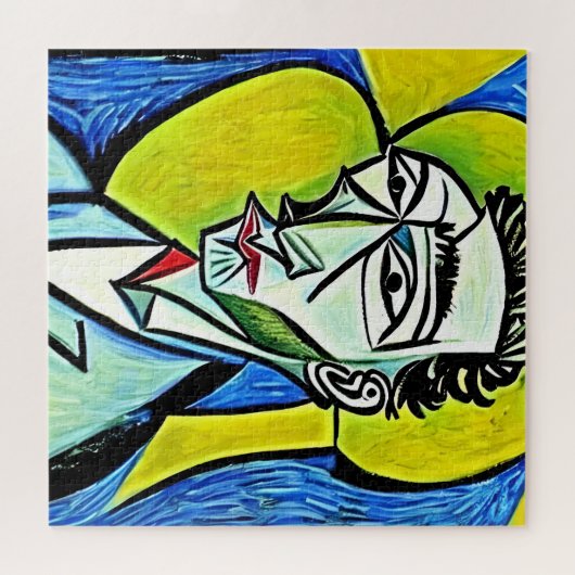 ART MAN黄色の青のアイロおもしろいニックアート抽象芸術 ジグソーパズル (横)