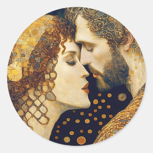Art Nouveau A Couple In Love ラウンドシール (正面)