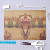 Art nouveau abstract flower burgundy red green 薄葉紙 (クラフト)