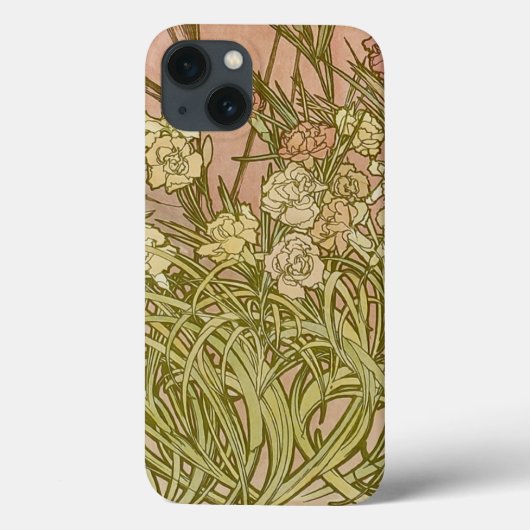 Art Nouveau Alfonse Mucha Floral carnation flowers Case-Mate iPhoneケース (裏面)