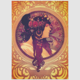Art nouveau Alphonse Mucha Donna elegant woman 薄葉紙