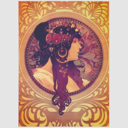Art nouveau Alphonse Mucha Donna elegant woman 薄葉紙 (正面)