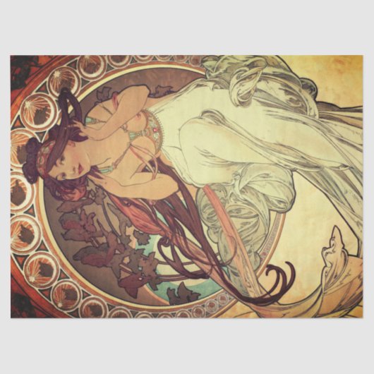 Art nouveau Alphonse Mucha elegant music muse 薄葉紙 (正面)