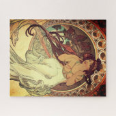 Art nouveau Alphonse Mucha elegant vintage woman ジグソーパズル (横)