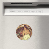 Art nouveau Alphonse Mucha elegant vintage woman マグネット (インサイチュ (食洗機))