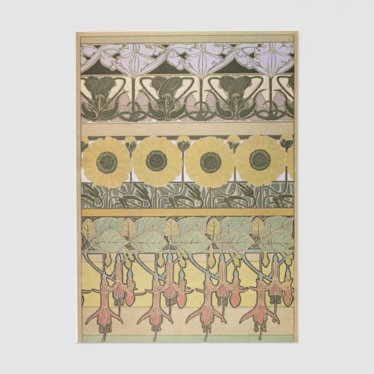 Art nouveau alphonse mucha fuschia sunflower flora 薄葉紙 (正面)