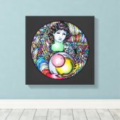 Art Nouveau Angel On Stained Glass キャンバスプリント (インサイチュ (ウッドフロア))