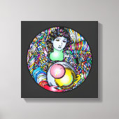 Art Nouveau Angel On Stained Glass キャンバスプリント (正面)