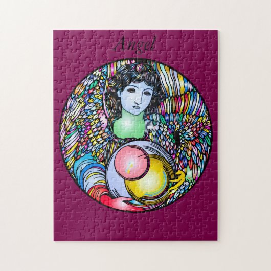 Art Nouveau Angel On Stained Glass ジグソーパズル (縦)