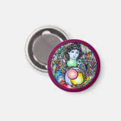 Art Nouveau Angel On Stained Glass マグネット (正面/裏面)