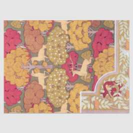 Art nouveau autumn trees and deer Vintage fall 薄葉紙