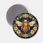 Art Nouveau Bee on Black マグネット (正面/裏面)