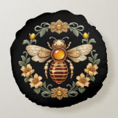 Art Nouveau Bee on Black ラウンドクッション (裏面)