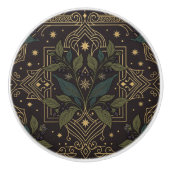 Art Nouveau Berry Botanical Floral Dark Ceramic セラミックノブ (正面)