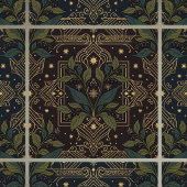 Art Nouveau Berry Botanical Floral Dark Ceramic Ti タイル