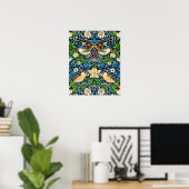 Art Nouveau Bird and Flower Tapestry Pattern ポスター (ホームオフィス)