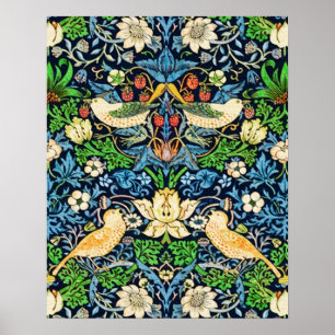 Art Nouveau Bird and Flower Tapestry Pattern ポスター
