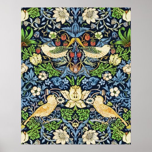 Art Nouveau Bird and Flower Tapestry Pattern ポスター (正面)