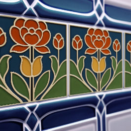 Art Nouveau Bloom Floral Ceramic Tile タイル