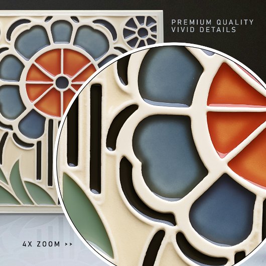 Art Nouveau Bloom Floral Ceramic Tile タイル