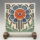 Art Nouveau Bloom Floral Ceramic Tile タイル
