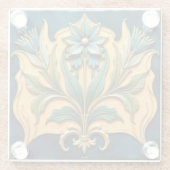 Art Nouveau Blue Floral Coaster ガラスコースター (裏面)