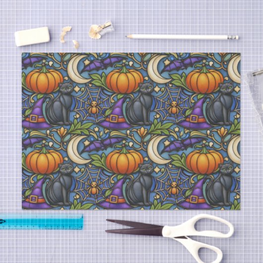 Art Nouveau Blue Halloween 薄葉紙 (クラフト)