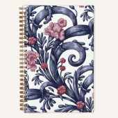 Art Nouveau Blue Pink Bullet Journal ノートブック (正面)