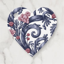 Art Nouveau Blue Pink  Favour Tags