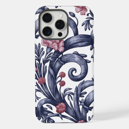 Art Nouveau Blue Pink iPhone 15 Pro Max Case iPhoneケース (裏面)