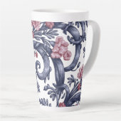 Art Nouveau Blue Pink Latte Mug カフェラテマグ (右アングル)
