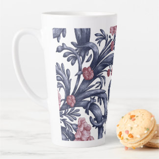Art Nouveau Blue Pink Latte Mug カフェラテマグ