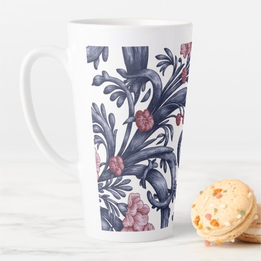 Art Nouveau Blue Pink Latte Mug カフェラテマグ (インサイチュ)