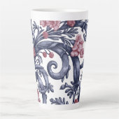 Art Nouveau Blue Pink Latte Mug カフェラテマグ (正面)