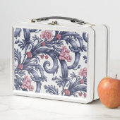Art Nouveau Blue Pink Lunch Box メタルランチボックス (インサイチュ)