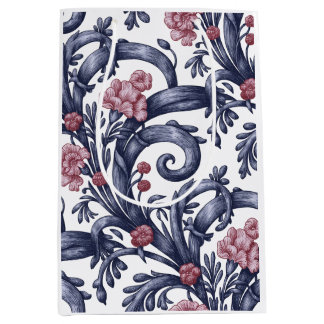 Art Nouveau Blue Pink Medium Gift Bag ミディアムペーパーバッグ