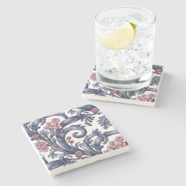 Art Nouveau Blue Pink Stone Coaster  ストーンコースター