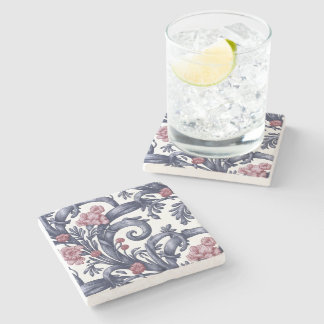Art Nouveau Blue Pink Stone Coaster  ストーンコースター