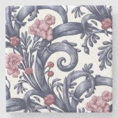 Art Nouveau Blue Pink Stone Coaster  ストーンコースター (正面)