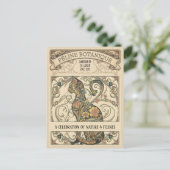 Art Nouveau Botanical Feline Ornamental Art ポストカード (スタンド正面)