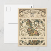 Art Nouveau Botanical Feline Ornamental Art ポストカード (正面/裏面)