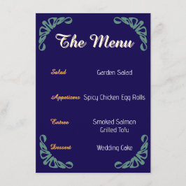 Art Nouveau Botanical Floral Blue Menu メニュー