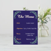 Art Nouveau Botanical Floral Blue Menu メニュー (スタンド正面)
