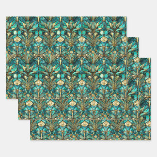Art Nouveau Botanical Wrapping Paper Sheets Set ラッピングペーパーシート