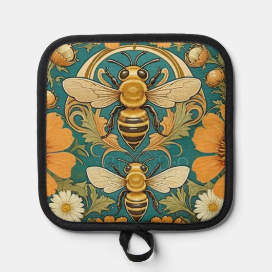 Art Nouveau Bumble Bee Pot Holder 鍋敷き (正面)