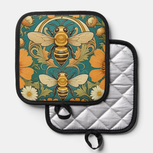 Art Nouveau Bumble Bee Pot Holder 鍋敷き (正面/裏面)