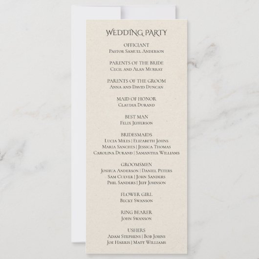 Art Nouveau Burgundy Pink Floral Wedding Program (裏面)