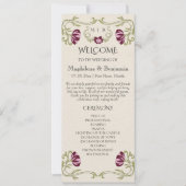 Art Nouveau Burgundy Pink Floral Wedding Program (正面)