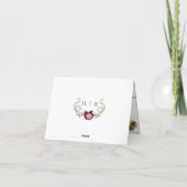 Art Nouveau Burgundy Pink Flower Wedding Photo サンキューカード (裏面)